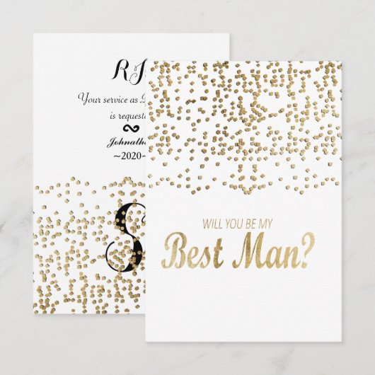"Wil je mijn getuige zijn?" Nep gouden confetti Kaart (Voorkant / Achterkant)