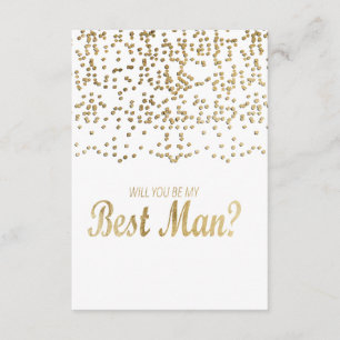"Wil je mijn getuige zijn?" Nep gouden confetti Kaart