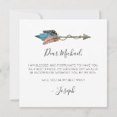 Wil je mijn getuige zijn Rustieke Boho Veren Kaart (Achterkant)