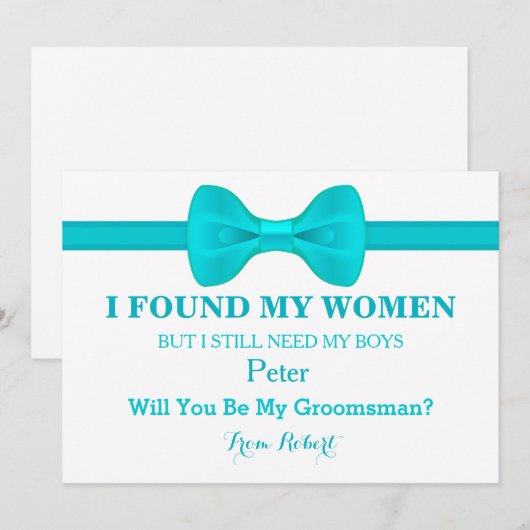Wil je mijn Groomsman Bow Stropdas zijn? Kaart (Voorkant / Achterkant)