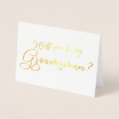 Wil je mijn Groomsman chique kalligrafie zijn? Folie Kaarten (Voorkant)