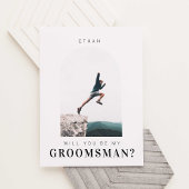 Wil je mijn Groomsman Minimal Photo Modern Arch zi Briefkaart