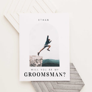 Wil je mijn Groomsman Minimal Photo Modern Arch zi Briefkaart