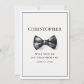 Wil je mijn groomsman zwart Waterverf boog Stropda Kaart (Voorkant)