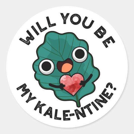Wil je mijn kale-entine grappige Valentijn woordje Ronde Sticker (Voorkant)