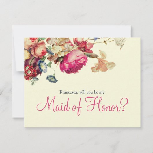 Wil je mijn Maid of Honor  Floral zijn? Kaart (Voorkant)