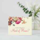 Wil je mijn Maid of Honor  Floral zijn? Kaart (Staand voorkant)