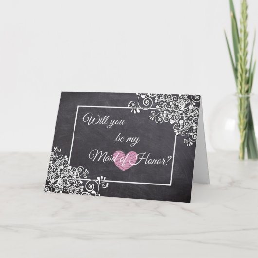Wil je mijn Maid of Honor Kaart Chalkboard Style z (Voorkant)
