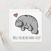 'Wil je mijn man-atee zijn?' valentijnskaart Kaart (Voorkant / Achterkant in situ)