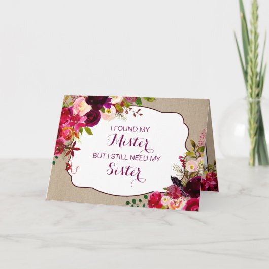 Wil je mijn Matron of Honor Rustic Floral 3979 zij (Voorkant)
