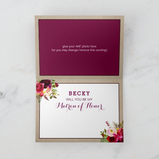 Wil je mijn Matron of Honor Rustic Floral 3979 zij (Binnen)