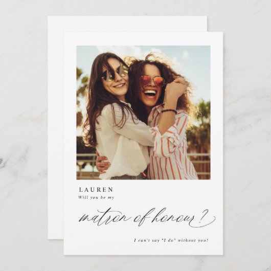 Wil je mijn matron of honour voorstel foto kaart (Voorkant / Achterkant)