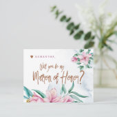 Wil je mijn matron van eer zijn glam bruidsmeisje briefkaart (Staand voorkant)