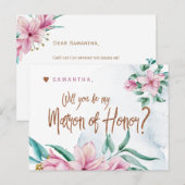 Wil je mijn matron van eer zijn glam bruidsmeisje briefkaart (Voorkant / Achterkant)