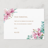 Wil je mijn matron van eer zijn glam bruidsmeisje briefkaart (Achterkant)