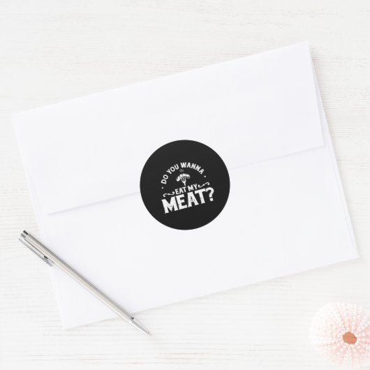 Wil je mijn Meat Funny BBQ Gift Shirt eten? Ronde Sticker (Envelop)