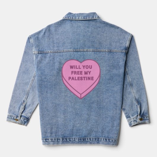 Wil je mijn Palestina bevrijden? Schattige Snoep H Denim Jacket (Achterkant)