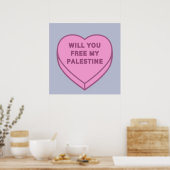 Wil je mijn Palestina bevrijden? Schattige Snoep H Poster (Keuken)
