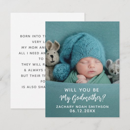 Wil je mijn peetmoeder zijn Lieve gepersonaliseerd (Voorkant / Achterkant)