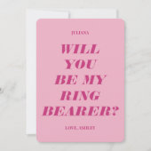 Wil je mijn ringdrager zijn? Modern tekst roze Kaart (Voorkant)