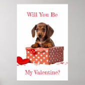 Wil je mijn Valentijn Dachshund Red Box zijn? Poster (Voorkant)
