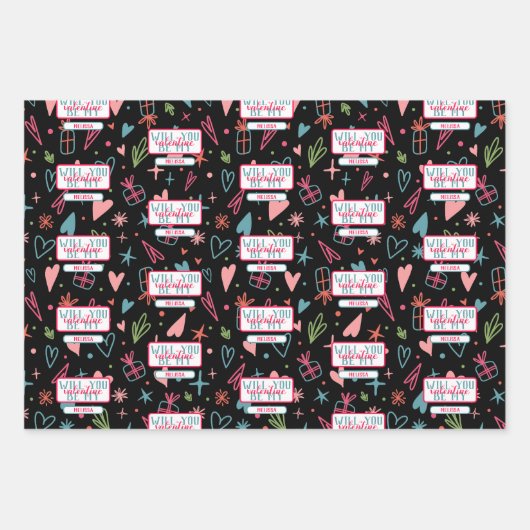 Wil je mijn Valentijn patroon zijn? Inpakpapier Vel (Voorkant 3)