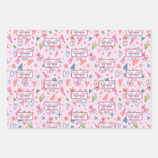 Wil je mijn Valentijn patroon zijn? Inpakpapier Vel (Voorkant 2)