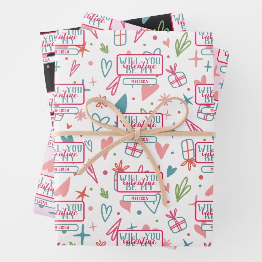 Wil je mijn Valentijn patroon zijn? Inpakpapier Vel (In situ)