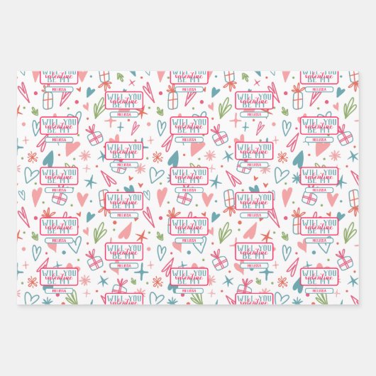 Wil je mijn Valentijn patroon zijn? Inpakpapier Vel (Voorkant)