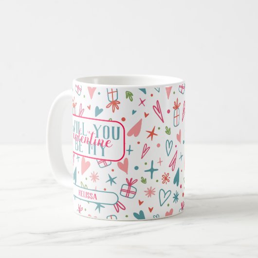 Wil je mijn Valentijn patroon zijn? Koffiemok (Voorkant links)