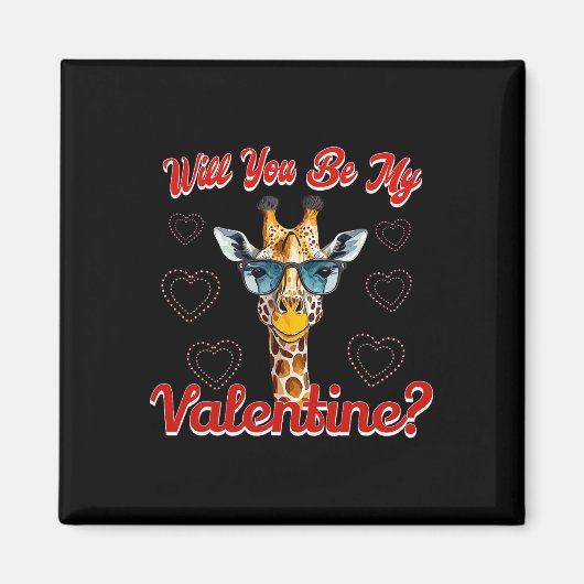 Wil je mijn Valentijn zijn Grappige Giraffe Valent Magneet (Voorkant)