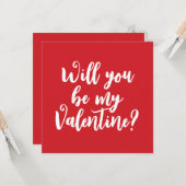 Wil je mijn Valentijn zijn? rode moderne script aa Kaart (Voorkant / Achterkant in situ)