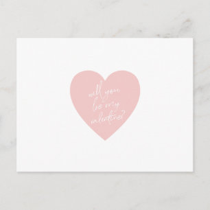 "Wil je mijn Valentijn zijn?" roze hart briefkaart