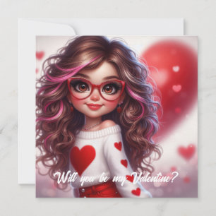 Wil je mijn Valentijn zijn, schattig meisje? Feestdagenkaart