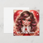 Wil je mijn Valentijn zijn, schattig meisje? Feestdagenkaart (Voorkant / Achterkant)