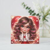 Wil je mijn Valentijn zijn, schattig meisje? Feestdagenkaart (Staand voorkant)