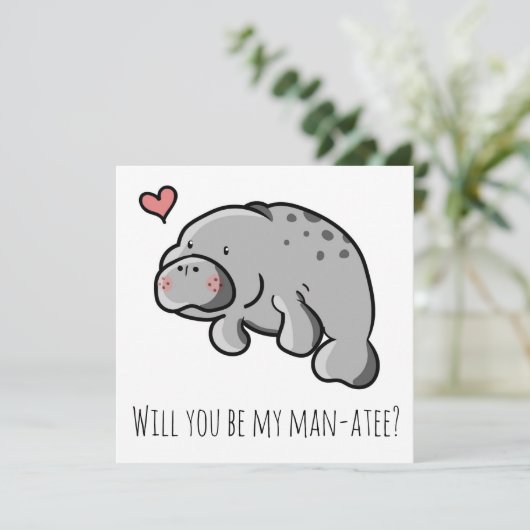 'Wil je mijn zeekoe zijn?' valentijnskaart Kaart (Staand voorkant)