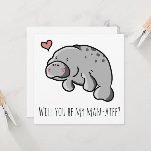 'Wil je mijn zeekoe zijn?' valentijnskaart Kaart (Voorkant / Achterkant in situ)