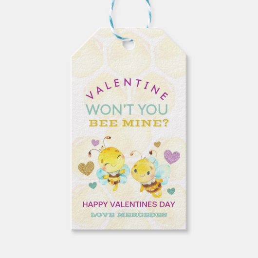 Wil je niet de mijne Bumble Bee Valentijnsdag Cadeaulabel (Voorkant)
