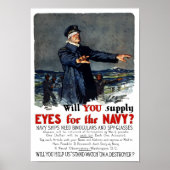Wil je ogen geven voor de marine? WWI Poster (Voorkant)