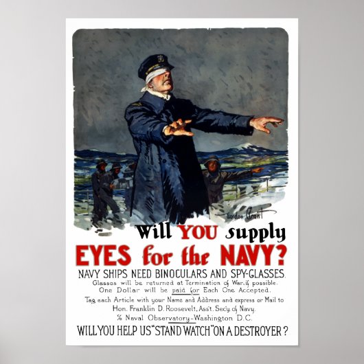 Wil je ogen geven voor de marine? WWI Poster (Voorkant)