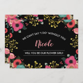 Wil je ons Bloemenmeisje zijn? Modern Bloemendesig Kaart (Voorkant / Achterkant)