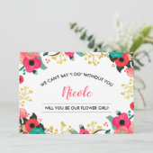Wil je ons bloemenmeisje zijn? Modern Bloemendesig Kaart (Staand voorkant)