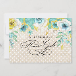 Wil je onze bloemenmeisje zijn? Aquarel bloemen Kaart