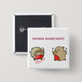 Wil je partner delen? vierkante button 5,1 cm (Voorkant /achterkant)