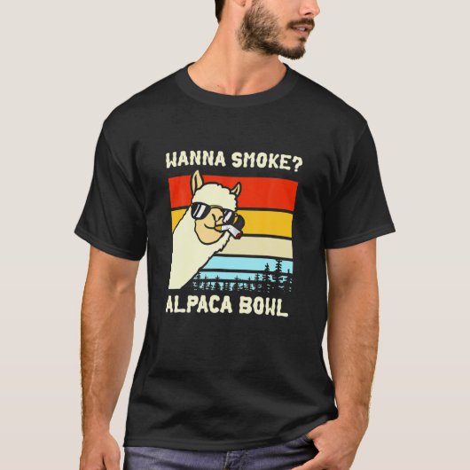 Wil je roken? Alpaca Bowl-ontwerp T-shirt (Voorkant)