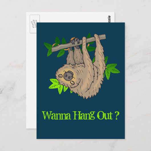 Wil je rondhangen? Luiaard op zijn kop Briefkaart (Voorkant / Achterkant)