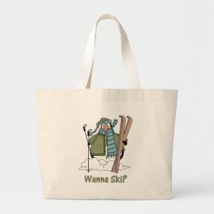 Wil je Ski? T - shirts en geschenken Grote Tote Bag