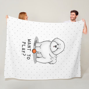 Wil je spelen? Bichon Frise Dog met Ball - Cute Fleece Deken