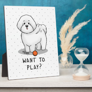 Wil je spelen? Bichon Frise Dog met Ball - Cute Fotoplaat